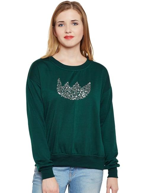 belle fille teal embellished sweatshirt