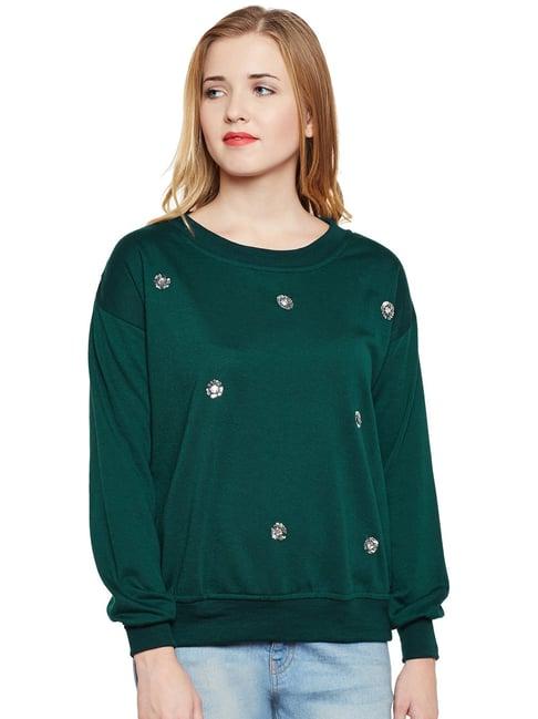 belle fille teal embellished sweatshirt