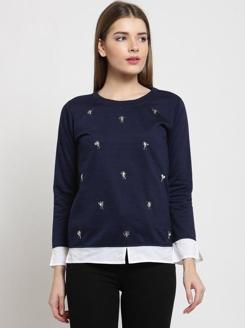 belle fille navy embellished sweatshirt