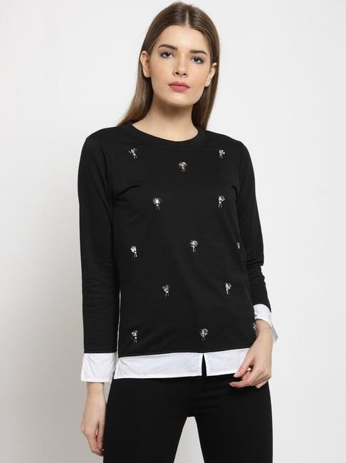 belle fille black embellished sweatshirt