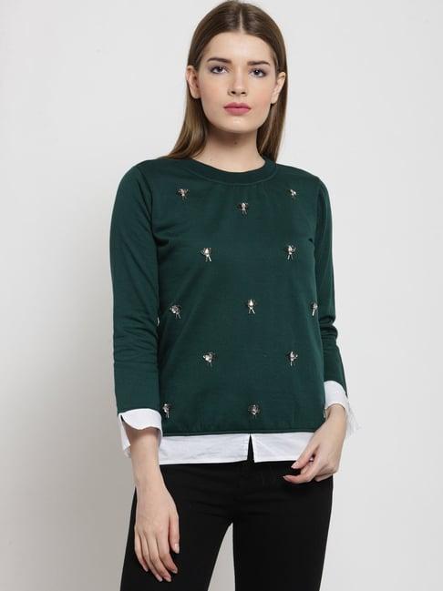 belle fille teal embellished sweatshirt