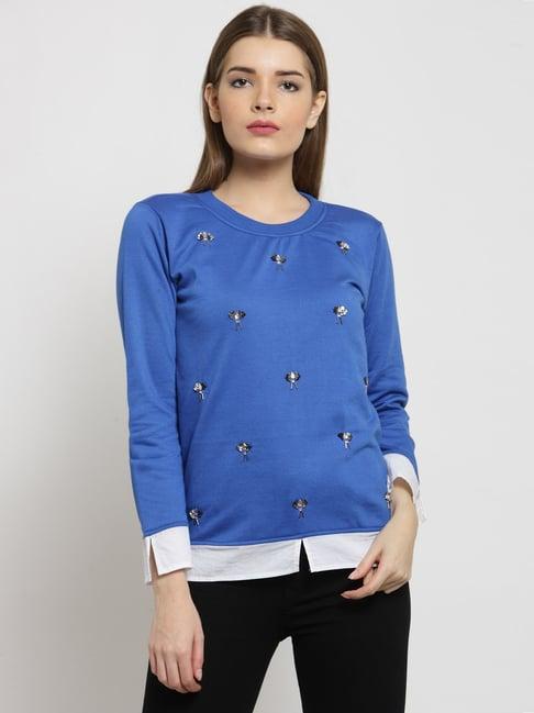 belle fille blue embellished sweatshirt