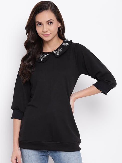 belle fille black embellished sweatshirt