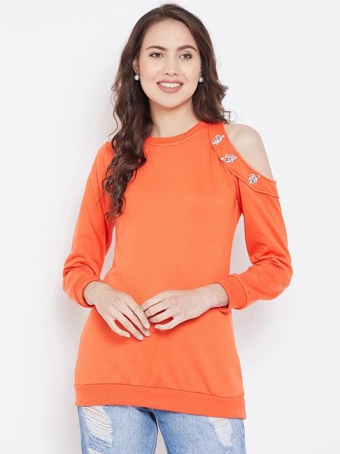 belle fille orange embellished sweatshirt