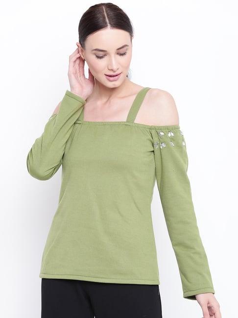 belle fille green embellished sweatshirt