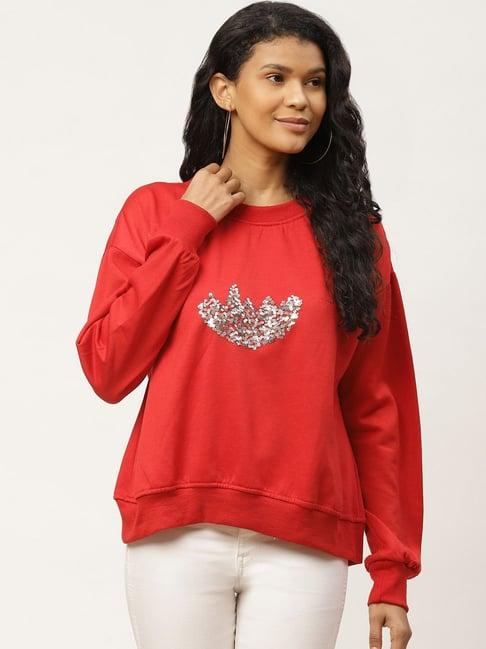 belle fille red embellished sweatshirt