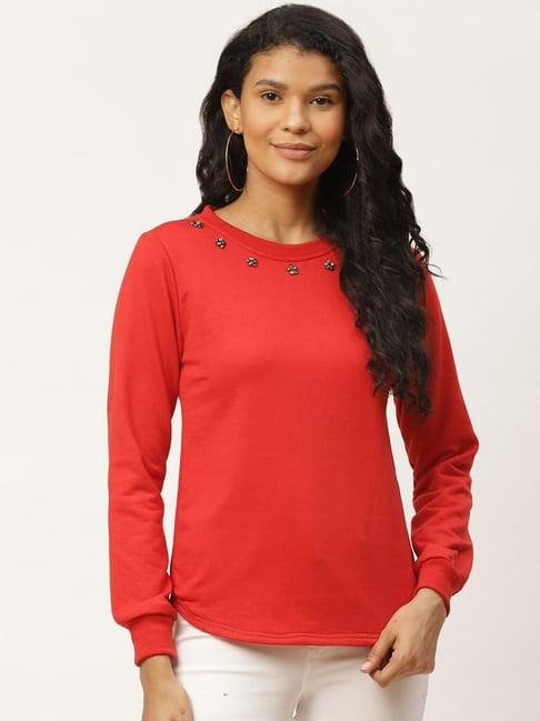 belle fille red embellished sweatshirt