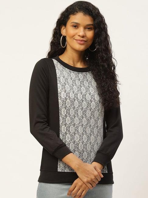 belle fille black lace sweatshirt