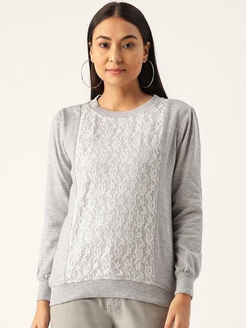 belle fille grey lace sweatshirt