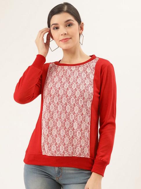 belle fille maroon lace sweatshirt