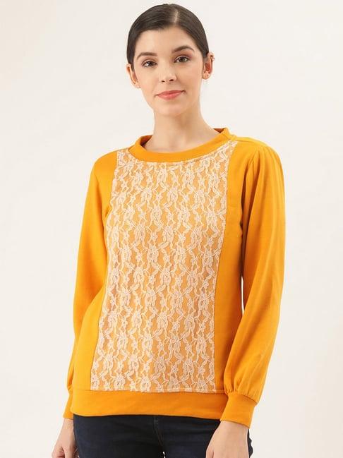 belle fille yellow lace sweatshirt