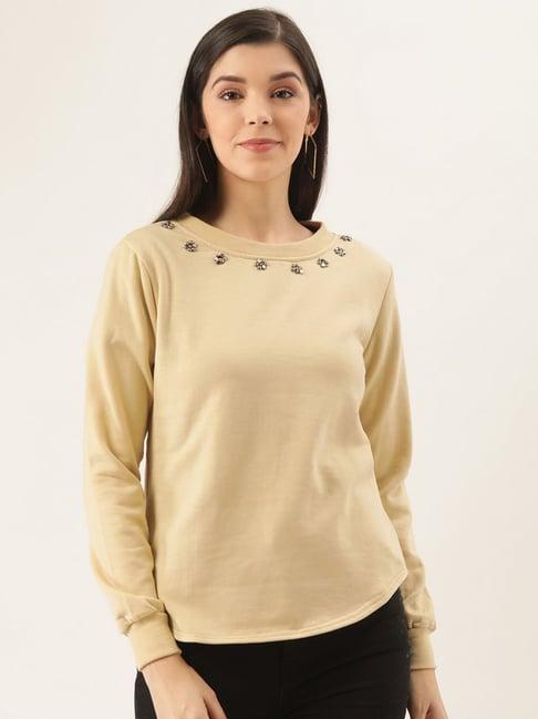 belle fille beige embellished sweatshirt