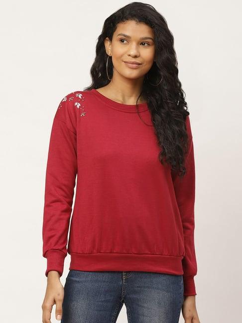 belle fille maroon embellished sweatshirt