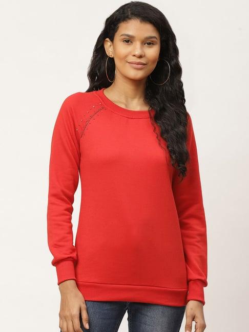 belle fille red embellished sweatshirt