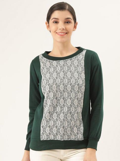 belle fille teal lace sweatshirt