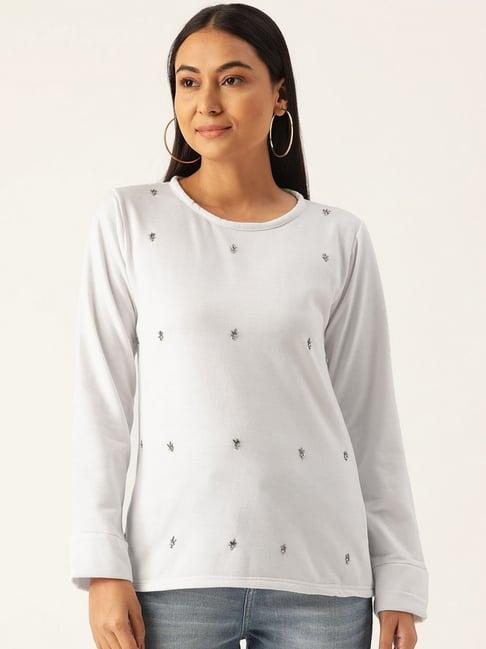 belle fille white embellished sweatshirt