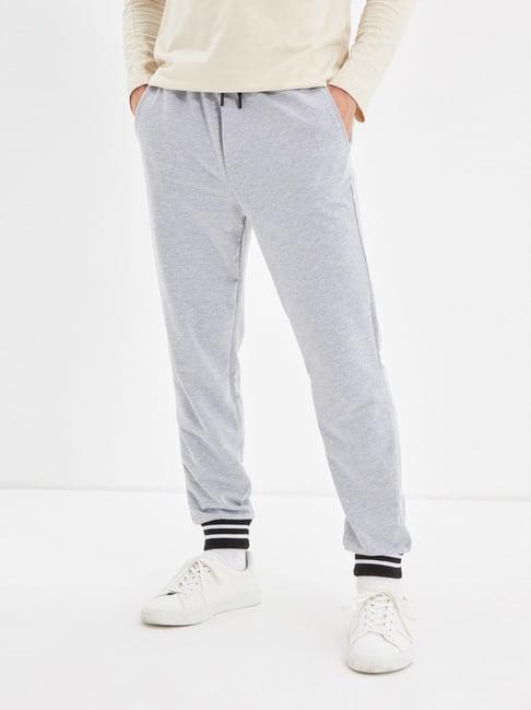 trendyol light grey cotton regular fit joggers