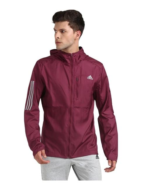 adidas maroon full sleeves hooded jacket