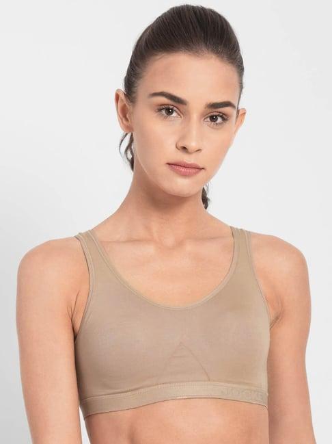 jockey beige non wired non padded sports bra