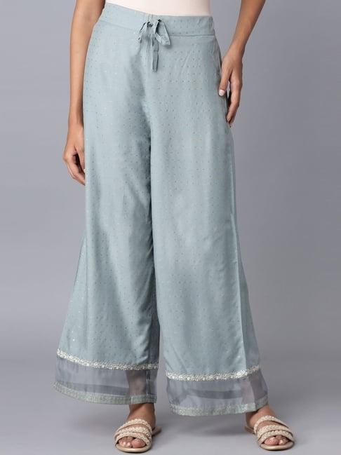 w grey embroidered palazzos