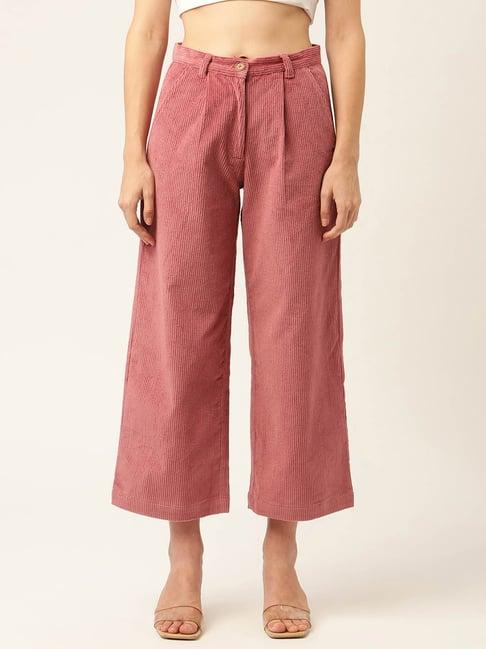 elle peach regular fit pleated trousers