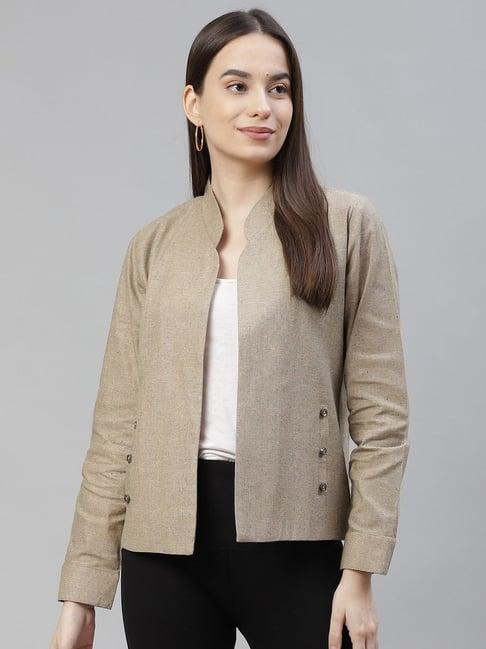 cottinfab beige textured cotton jacket