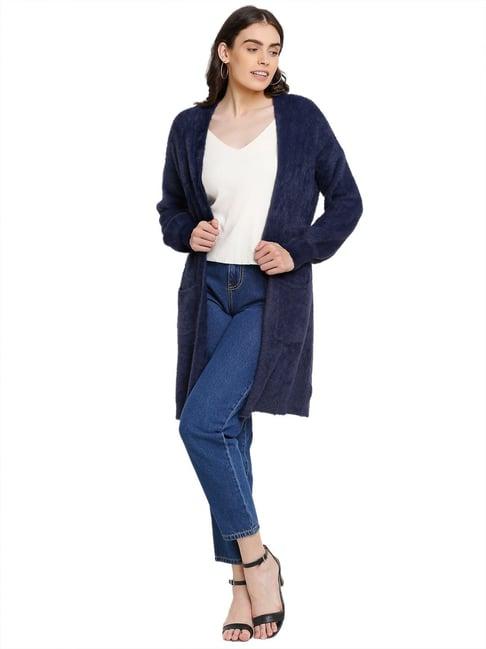 global republic navy full sleeves longline shrug