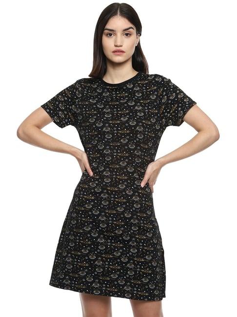 van heusen black printed night dress