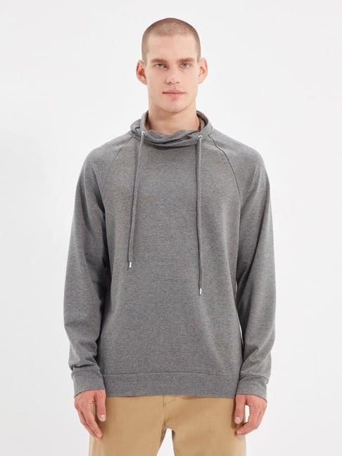 trendyol anthracite regular fit hooded sweatshirt