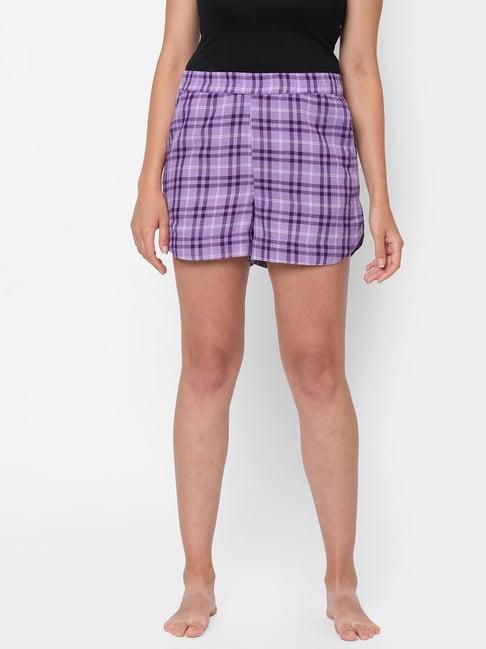 mystere paris purple checks shorts