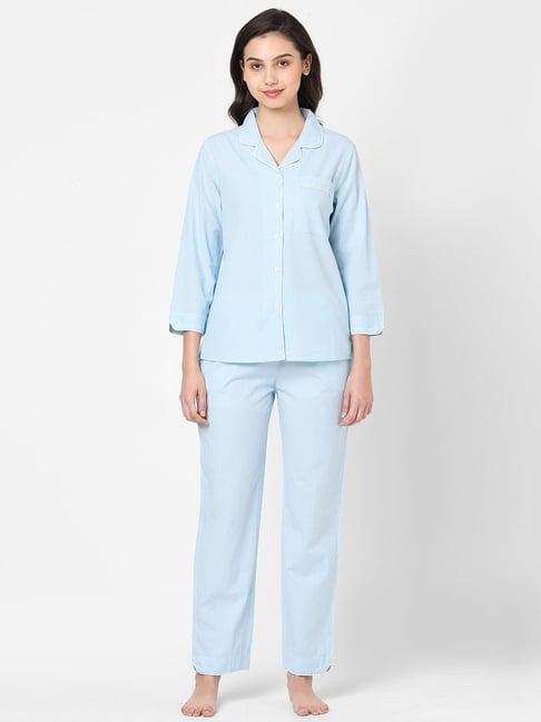 mystere paris blue striped shirt with pyjamas