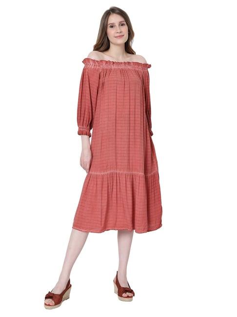 vero moda coral striped peplum dress