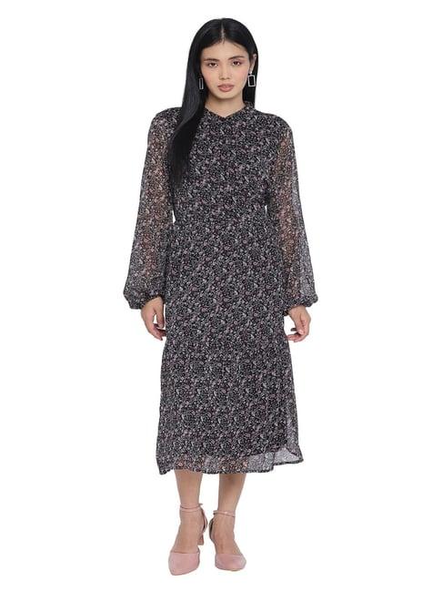 oxolloxo black floral print dress