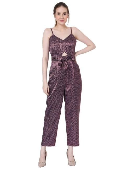 vero moda wine printed jumpsuit