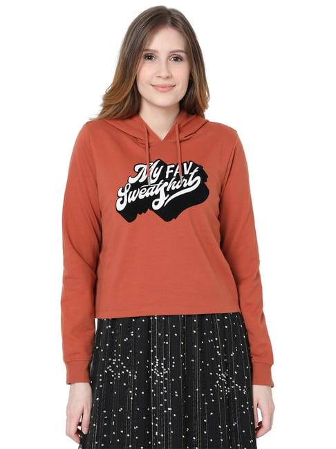 vero moda red printed hooded sweatshirt