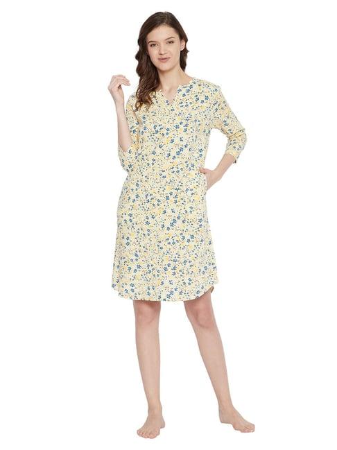 hypernation yellow printed night dress