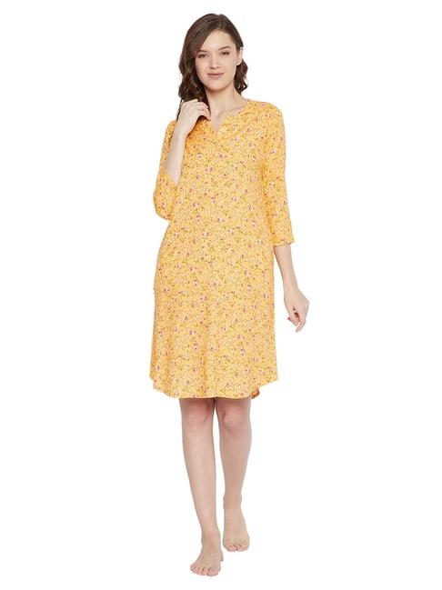 hypernation yellow printed night dress