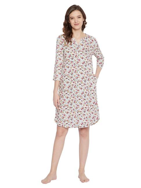 hypernation white printed night dress