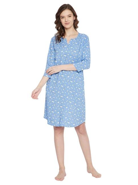 hypernation blue printed night dress