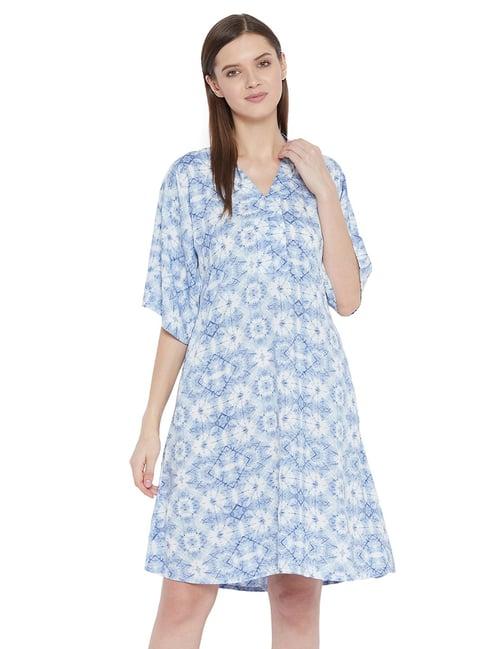 hypernation blue printed night dress