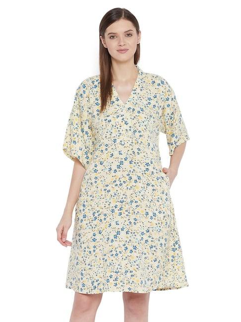 hypernation yellow printed night dress