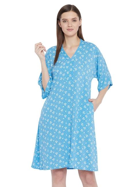 hypernation blue printed night dress