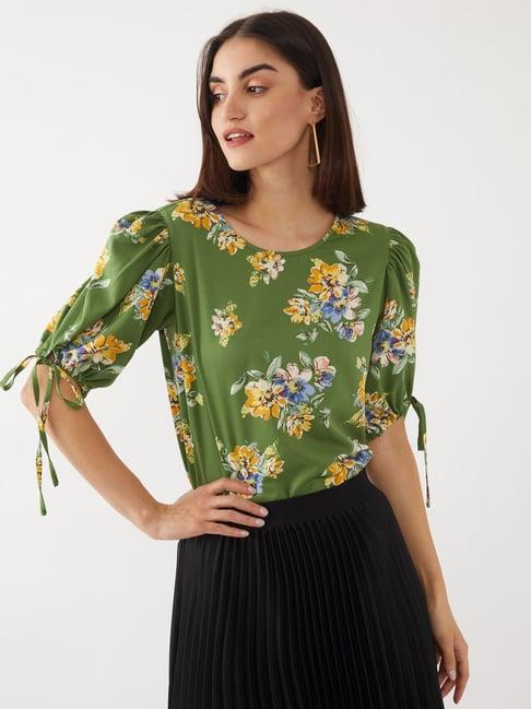 zink london green floral print top