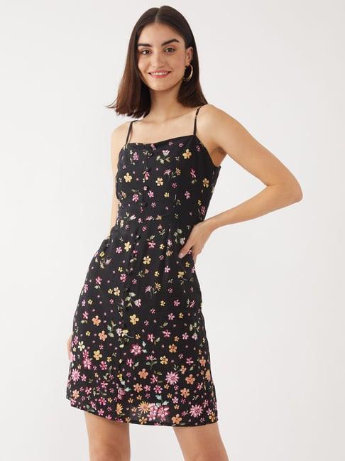 zink london black floral print dress