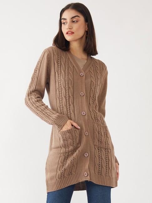 zink london brown self design cardigan