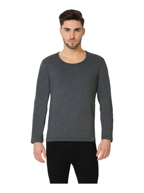 van heusen skinny fit warmtech full sleeve solid thermal top - charcoal