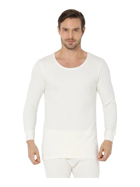 van heusen off white cotton slim fit thermal top