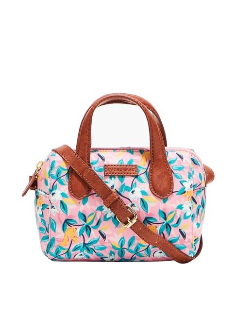 chumbak spring pink printed medium sling bag