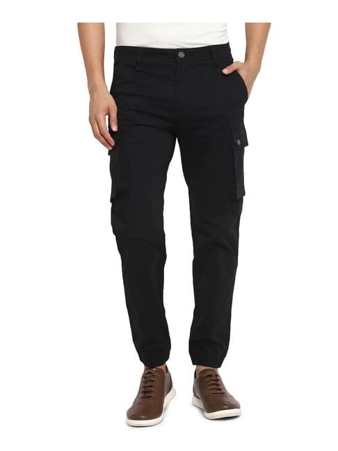 royal enfield black regular fit cargo joggers