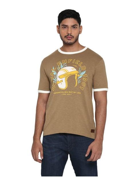 royal enfield brown printed t-shirt